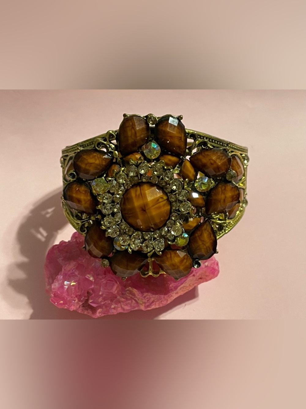 Costume Flower Statement Flower Clamper Bangle Bracelet #7917